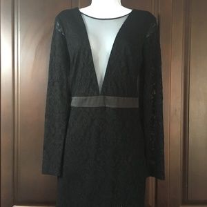 Bebe Black Deep V Dress S-4